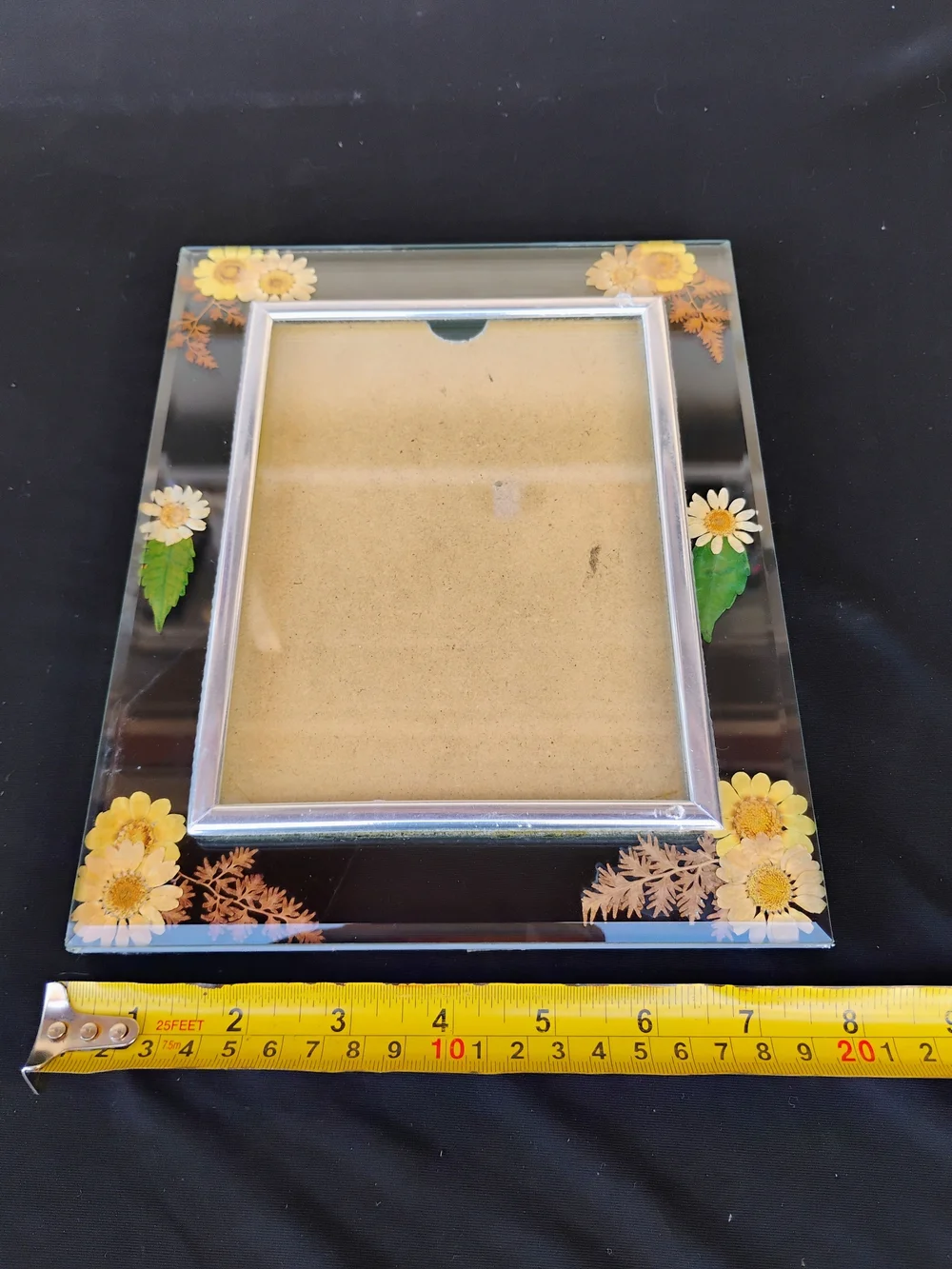 Floral Pressed Flower Glass Photo Frame - Yellow